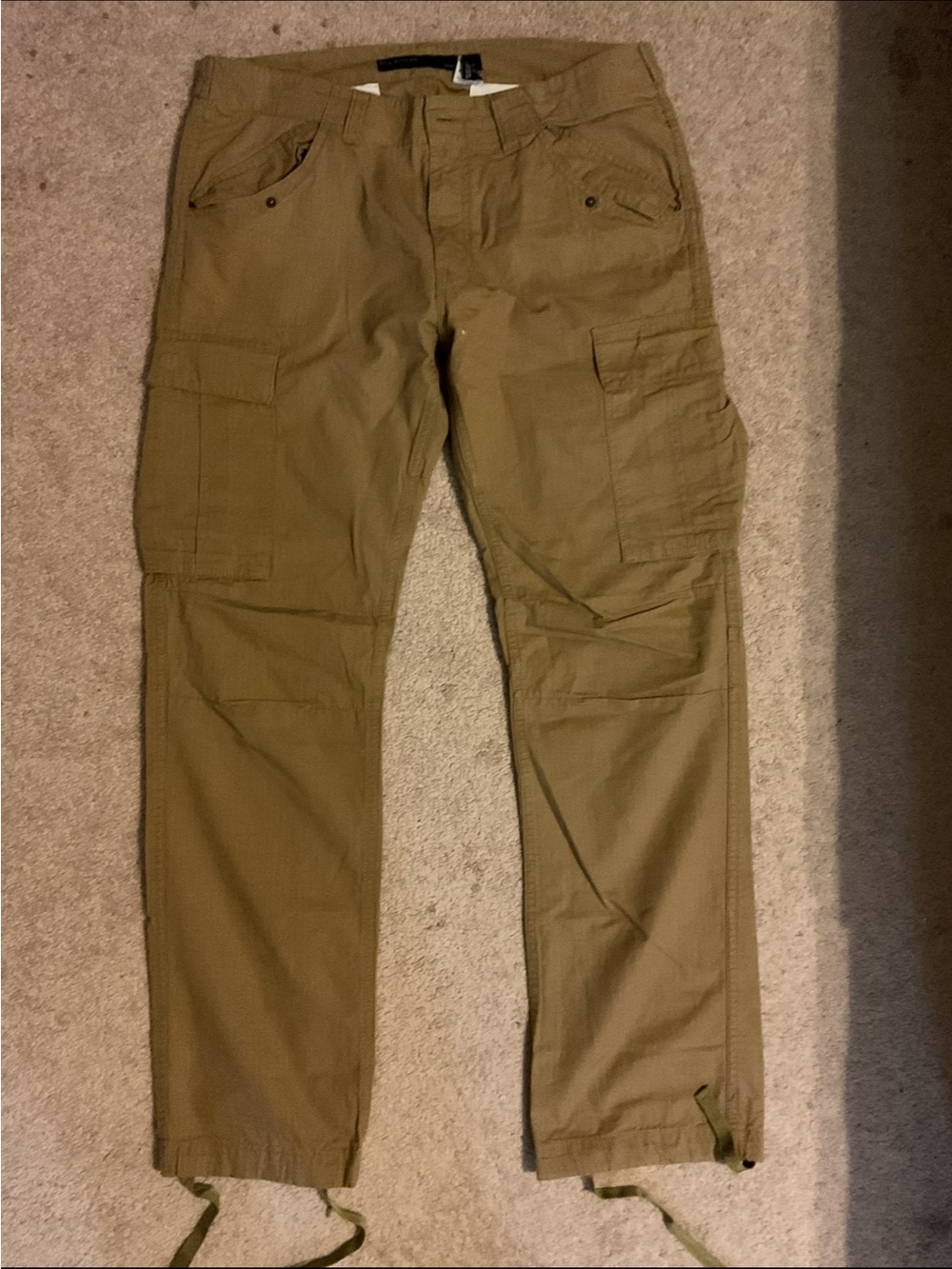Rocawear Men's Khaki Cargo Pants with Ankle Ties